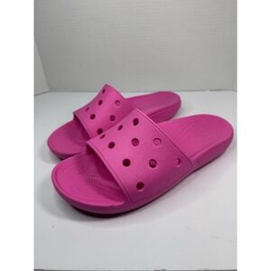 Crocs Classic Slide Sandals Size 10 Hot Pink Comfort Slip On Beach Pool Open Toe